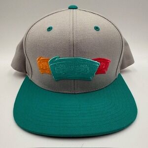 Mitchell Ness San Antonio Spurs Snapback Hat Gray Teal Orange Red Embroidered